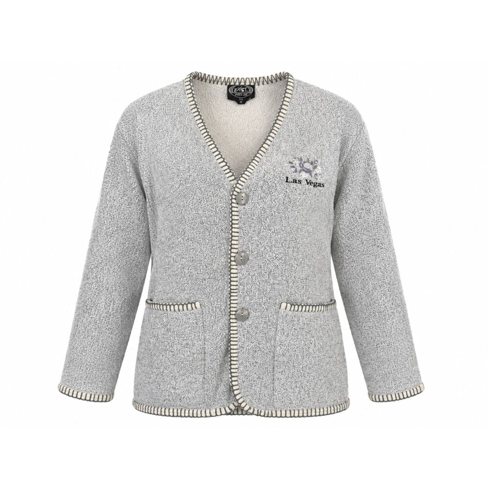 EXIST Sports Line Las Vegas Sherpa Cardigan Sweater Gray Women's M